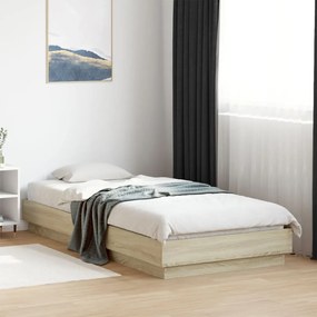 Estrutura de cama com luzes LED 90x200 cm carvalho sonoma