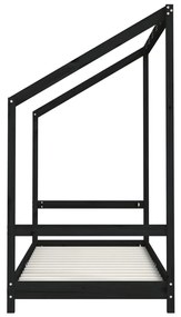 Estrutura de cama infantil 2x(80x200) cm pinho maciço preto