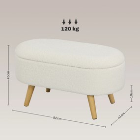 Banco de Arrumação, 82 x 41 x 45 cm, Compartimento Oculto, Branco
