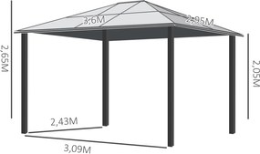 Pérgola para Jardim 3x3,6m Pérgola para Exterior Anti UV Teto de Polic