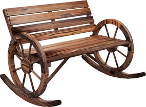 Outsunny banco baloiço de jardim, baloiço para 2 pessoas, com apoios de braço em forma de roda, para varanda, jardim, terraço, carbonizado. | Aosom Portugal