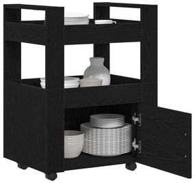 Carrinho de Cozinha vidaXL Carvalho Preto 60x45x80 cm Madeira Compósit