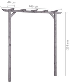 Pérgola de jardim 200x40x205 cm pinho impregnado cinzento