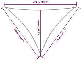 Para-sol estilo vela tecido oxford triangular 3x3x4,24 m branco