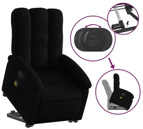 Poltrona elétrica elevatória massagens tecido preto