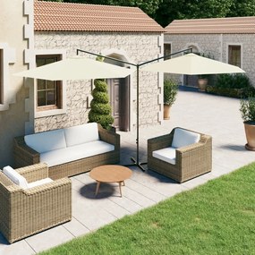 Guarda-sol de jardim duplo com poste de aço 600 cm areia