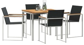 Conjunto de Jantar de Jardim com 5 Peças de Madeira de Teca e Aço Inox