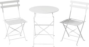 Outsunny Conjunto Bistrô de Exterior Dobrável com Mesa e 2 Cadeiras, Branco | Aosom Portugal
