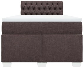 Cama boxspring com colchão 120x190 cm tecido castanho-escuro