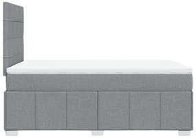 Cama boxspring com colchão 120x190 cm tecido cinzento-claro