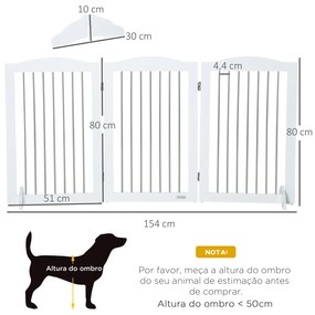 Barreira de Segurança para Cães Barreira de Segurança para Escadas e Portas 154x30x80cm Barreira de Segurança Dobrável com Suporte de Pé para Interior