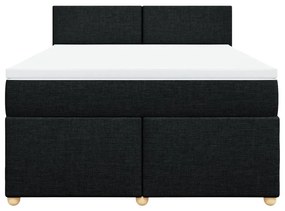 Cama com molas/colchão 160x200 cm tecido preto