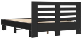 Estrutura de cama 135x190 cm derivados de madeira/metal preto