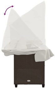 Espreguiçadeira com toldo e almofadões vime PE castanho