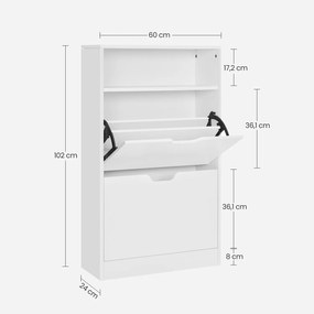 Sapateira com 2 abas 60 x 24 x 102 cm Branco