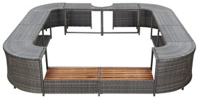 Contorno de spa quadrado 268 x 268 x 55 cm vime PE cinzento