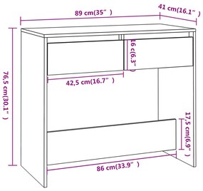 Mesa consola 89x41x76,5 cm derivados de madeira branco