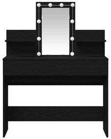 Mesa de Maquiagem vidaXL com LED Carvalho Preto 100x40x130 cm