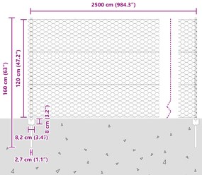 Conjunto de Cerca de Jardim Conjunto de 2 Cinza Metal Grande