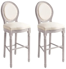 Bancos de bar 2 pcs linho branco