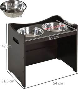 PawHut Comedouro para Cães Elevado Comedouro para Cães com 2 Tigelas d