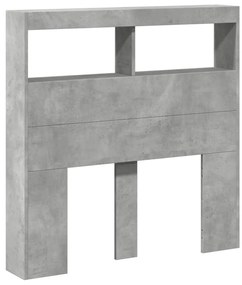 Armário de cabeceira c/ luzes LED 100x17x102cm cinzento cimento