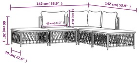 5 pcs conjunto lounge de jardim com almofadões aço antracite