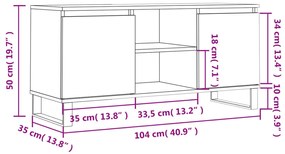 Móvel de TV 104x35x50 cm derivados de madeira branco brilhante