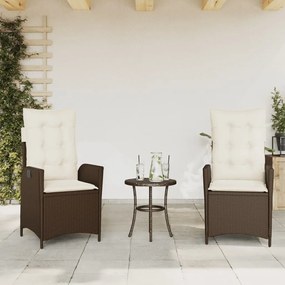 vidaXL Cadeiras jardim reclináveis 2pcs c/ almofadões vime PE castanho
