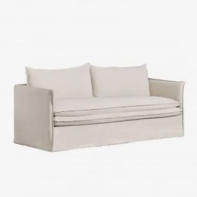 Sofá Grace De 3 Lugares Em Linho E Algodão Tecido Beige - Sklum