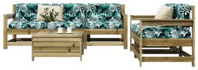 6 pcs conjunto de sofás de jardim madeira de pinho impregnada
