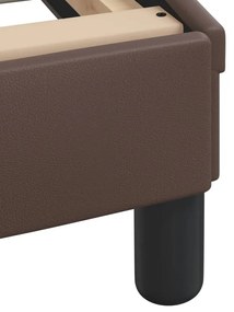 Estrutura cama c/ cabeceira 200x200cm couro artificial castanho