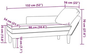 Chaise lounge c/ almofada/apoio de braços direito veludo