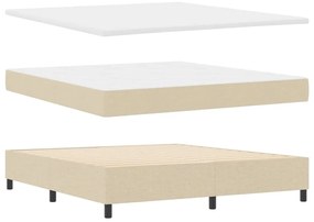 Cama com Estrutura Box com Colchão e Banco Creme 180x200 cm Tecido
