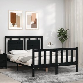 vidaXL Estrutura de cama com cabeceira 120x200cm madeira maciçao preto