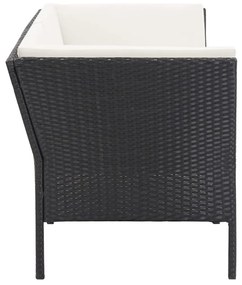 6 pcs conjunto lounge de jardim c/ almofadões vime PE preto