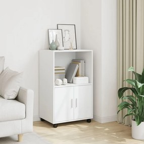 vidaXL Móvel com rodas 55x40x91 cm derivados de madeira branco