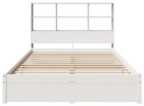 Cama com estante sem colchão 120x200 cm pinho maciço branco