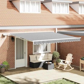 vidaXL Toldo retrátil manual com luzes LED 400x300cm antracite/branco