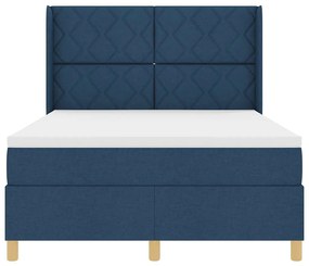 Cama Box com Colchão e LED Azul 140x200 cm Tecido