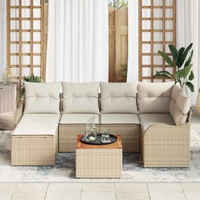vidaXL Conjunto de Sofá de Jardim 7 pcs bege e branco