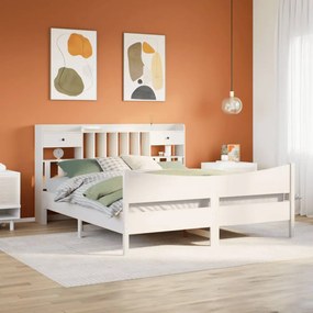 Cama sem colchão 200x200 cm madeira de pinho maciça branco