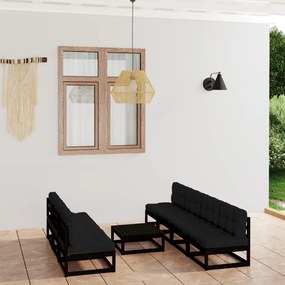 vidaXL 8 pcs conjunto longue de jardim c/ almofadões pinho maciço