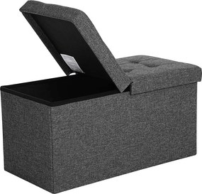 Banco arrumação com tampa articulada 76 x 38 x 38 cm cinzento escuro