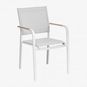 Pack De 6 Cadeiras De Jardim Empilháveis Com Apoios De Braços Em Alumínio Archer Gardénia Branco - Sklum