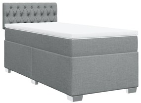 Cama com molas/colchão 90x200 cm tecido cinza-claro