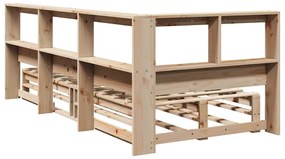 Cama com estante sem colchão 100x200 cm pinho maciço