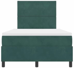 Cama Box com Colchão &amp; LED Verde Escuro 120x200 cm Veludo