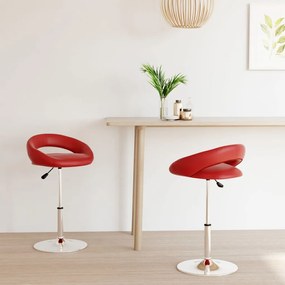 333209 vidaXL Cadeiras jantar giratórias 2pcs couro artificial vermelho tinto