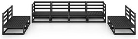 8 pcs conjunto lounge de jardim pinho maciço preto